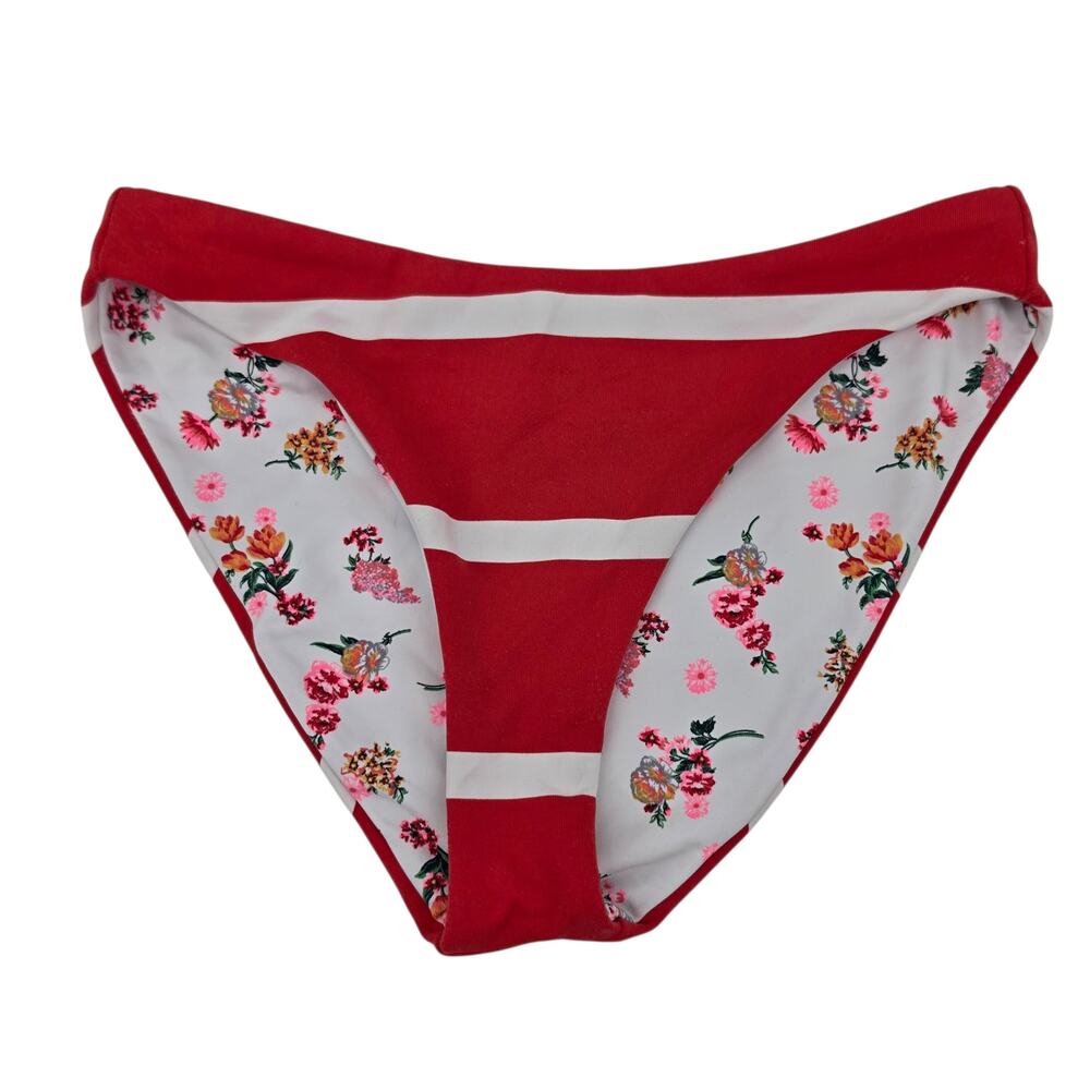 NWOT Maaji Red Sail Stripe & Floral Sublimity Reversible Bikini Bottoms Size S